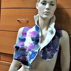 FELTED WOOL COLLAR SCARF HANDMADE GIFT